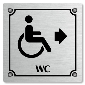 WC invalidé vpravo, 100x100mm, stříbrná, Kansas